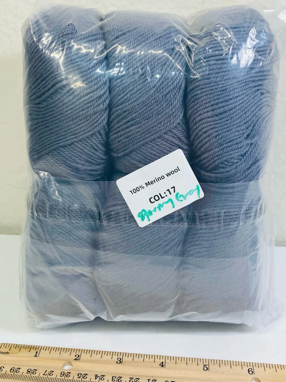 6 NWT ~300g total Mengchu 100% Merino Wool Yarn Color Stormy Gray